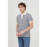 Erkek Polo Yaka Kısa Kollu Çizgili T-Shirt Lacivert - 26Y 3009 - M