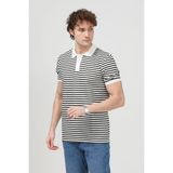 Erkek Polo Yaka Kısa Kollu Çizgili T-Shirt Siyah - 26Y 3009 - 2XL