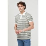 Erkek Polo Yaka Kısa Kollu Çizgili T-Shirt Yeşil - 26Y 3009 - M