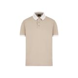 Erkek Polo Yaka Kısa Kollu Düğmeli Yaka ve Kol Uçları Şerit Detaylı Bej Polo Yaka T-Shirt EM000852 AF12955-F6055