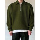 Erkek Polo Yaka Oversize Sweatshirt Yarim Fermuar Sweatshirt Oversıze-Sweatshırt