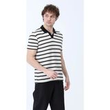 Erkek Polo Yaka Pamuklu Çizgili t-Shirt Siyah - 26Y 4022