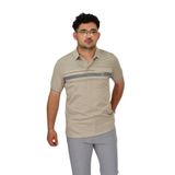 Erkek Polo Yaka Pano Çizgili Tişört T273 BGL-ST04592 BEJ M