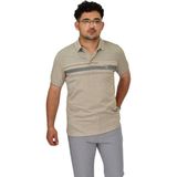 Erkek Polo Yaka Pano Çizgili Tişört T273 BGL-ST04592 - Bej