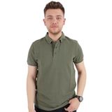 Erkek Polo Yaka Slim Fit Düz Pamuklu Tişört 4613 (HAKİ, M)