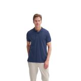 Erkek Polo Yaka Slim Fit Pike Düz Pamuklu Tişört (İNDİGO, M)