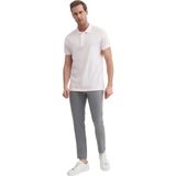 Erkek Polo Yaka Slim Fit Pike Düz Pamuklu Tişört - Pudra