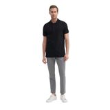 Erkek Polo Yaka Slim Fit Pike Düz Pamuklu Tişört (SİYAH, L)