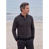 Erkek Polo Yaka Sweat Desenli Cepli Klasik Kalıp - 5231F - Siyah - XL