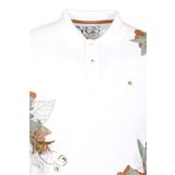 Erkek Polo Yaka Tişört Beyaz%100 Pamuk Slim Fit Ribana'lı Kol Floral Desenli T-shirt NCS JEANS 1189 BEYAZ S