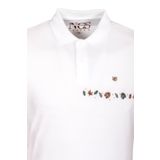 Erkek Polo Yaka Tişört Beyaz%100 Pamuk Slim Fit Ribanalı Kol Nakışlı T-shirt NCS JEANS 1169 BEYAZ M