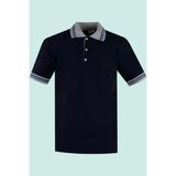 Erkek Polo Yaka Tshirt Pamuklu Nefes Alabilir Biloba Shirt Şık Günlük Iş Kullanımı Için - Lacivert - Gri