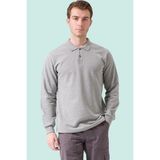 Erkek Polo Yaka Uzun Kollu Sweatshirt Herba Sweat Pamuklu Iş Günlük Için - Gri Melanj