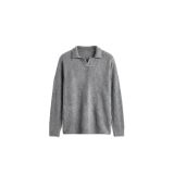Erkek Polo Yaka Yumuşak Dokulu Oversize Kazak Gri