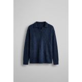 Erkek Polo Yaka Yumuşak Dokulu Oversize Kazak Lacivert