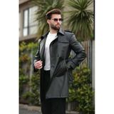 Erkek Premium Apoletli Deri Trençkot & Pardesü