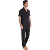 Erkek Premium Kısa Kol Önden Düğmeli Siyah Pijama Takımı C0T0N7O04