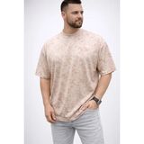 Erkek Premium Tişört Osy Yumuşak Dokulu Yıkamalı Oversize T-Shirt - Bej