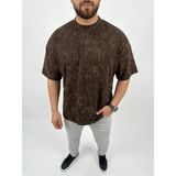 Erkek Premium Tişört Osy Yumuşak Dokulu Yıkamalı Oversize T-Shirt - Kahverengi - XL