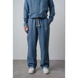 Erkek R Nakışlı Müslin Baggy Pantolon Açık Mavi