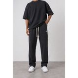 Erkek R Nakışlı Müslin Baggy Pantolon Siyah