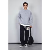 Erkek Rahat Kalıp Baskılı Yuvarlak Yaka Sweatshirt Gri