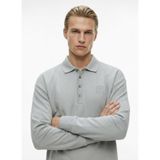 Erkek Rahat Kalıp CK Logo İşlemeli Pamuklu Uzun Kollu Haki Polo Yaka T-Shirt LV04LE212G-2GB