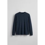 Erkek Rahat Kalıp Fitilli Uzun Kollu Sweatshirt Petrol Mavi