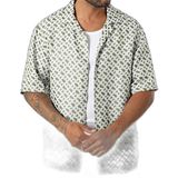 Erkek Rahat Kalıp Monogram Logolu Kısa Kollu Krem Gömlek 50539650-311