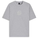 Erkek Rahat Kalıp Yuvarlak Yakalı Çift Logo Detaylı%100 Pamuklu Kısa Kollu Gri T-Shirt 50549112-072