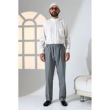 Erkek Rahat Kesim Beli Lastikli Cepli Hac Ve Umre Kumaş Şalvar Pantolon - Gri Isr Gri