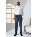 Erkek Rahat Kesim Beli Lastikli Cepli Hac Ve Umre Kumaş Şalvar Pantolon - Mavi İsr Mavi
