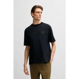 Erkek Rahat Kesim Monogram Logolu Yuvarlak Yaka Kısa Kollu Siyah T-Shirt 50533343-001