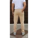Erkek Rahat Kullanım Bej Üç İplik Kışlık Pamuklu Ovarsize Bağcıklı Düz Paça Cepli Spor Rahat Model Eşofman Altı