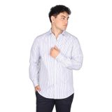 Erkek Regular Fit Çizgili Uzun Kol Beyaz-Mavi Gömlek 24413062CF-V88