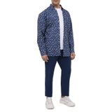 Erkek Regular Fit Desenli Uzun Kol Lacivert-Beyaz Gömlek 21413446-001