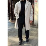 Erkek Regular Fit Düğmeli Cepli Kışlık Astarlı Klasik Uzun Kaşe Kaban TAŞ XL