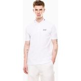 Erkek Regular Fit Esnek Pamuklu Pike Kumaş Yakası Desenli Ea7 Logolu Kısa Kollu Beyaz Polo Yaka T-Shirt 7M000184 AF13511-U0002 - XL