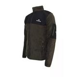 Erkek Regular Fit Fermuarlı Cepli Battal Büyük Beden Polar Haki Sweatshirt