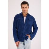Erkek Regular Fit Fitilli Kalın Kadife Oduncu Gömlek - Lacivert - XL