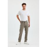 Erkek Regular Fit Geniş Paça Yüksek Bel Casual Kot Pantolon - Açık Haki - 38
