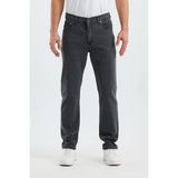 Erkek Regular Fit Geniş Paça Yüksek Bel Casual Kot Pantolon - Antrasit - 34