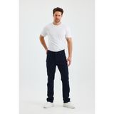Erkek Regular Fit Geniş Paça Yüksek Bel Casual Kot Pantolon - Lacivert - 42