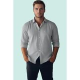 Erkek Regular Fit Gömlek Uzun Kol Pamuklu Günlük ve Iş Hayatı Hafta Sonu Dayanıklı Malzeme - 2XL - Gri