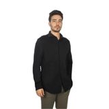 Erkek Regular Fit Gömlek Yaka Uzun Kollu Siyah Gömlek 14313046CF-011