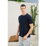 Erkek Regular Fit Kısa Kol Lacivert T-Shirt C0T1N5 LACİVERT M