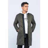 Erkek Regular Fit Kışlık Çok Cepli Çift Yön Fermuarlı Bomber Yaka Uzun Kapitone Şişme Mont
