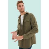 Erkek Regular Fit Kışlık Flanel Gömlek Renk Casual Günlük Hafta Sonu Yaz Aylarının Vazgeçilmezi - Haki