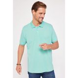 Erkek Regular Fit Klasik Kesim %100 Pamuk Düz Pike Mint Polo Yaka Tişört
