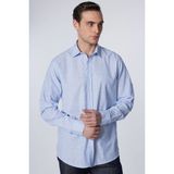 Erkek Regular Fit Klasik Kesim %100 Pamuk Keten Doku Çizgili Gömlek